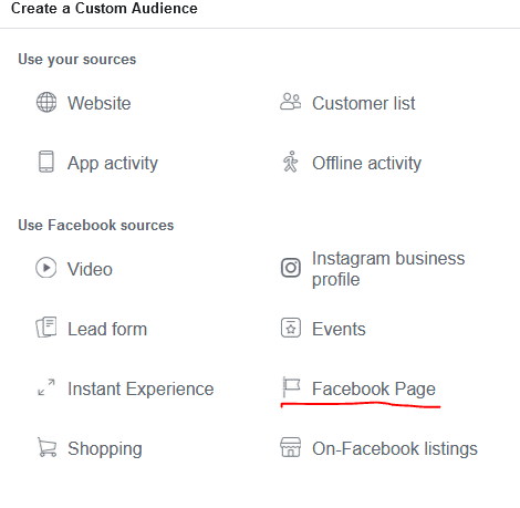 Create Facebook Page and Post Custom Audience