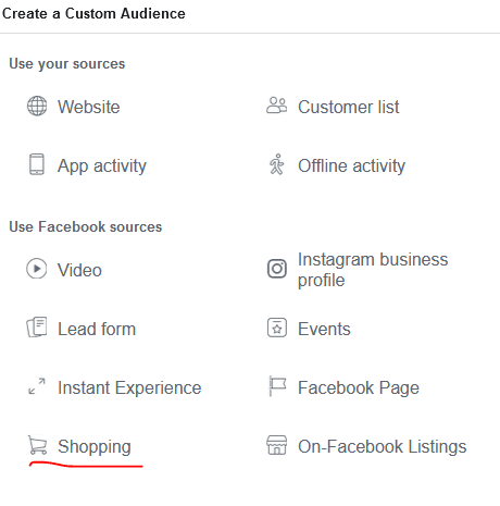 Create a Facebook Shopping Custom Audience