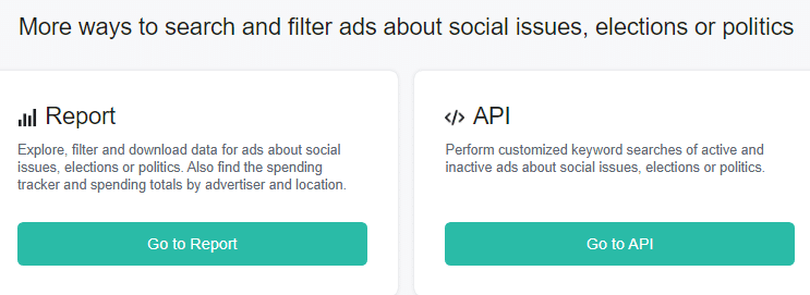 Facebook Ad library report and API