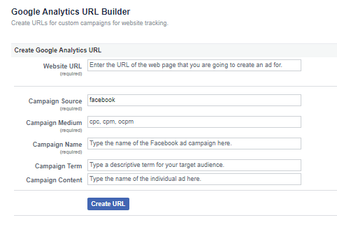 Facebook URL Builder for Google Analytics