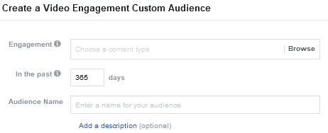 Setting up Video Engagement Custom Audience