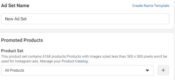 Choosing the Facebook Product Set