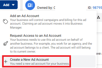 Create a new Facebook Ad Account