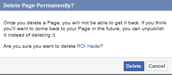 Delete Facebook Page Permanently