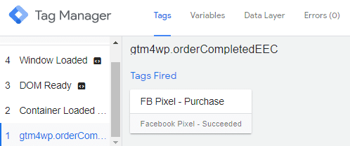Facebook Purchase Event fired in GTM Preview and Debug mode
