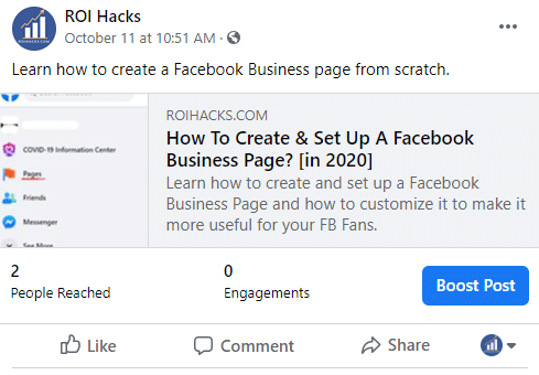 Shared Facebook post without Open Graph Properties