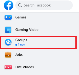 Groups page from your Facebook newsfeed