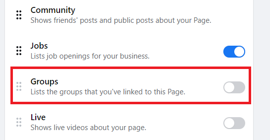 enable the Groups tab on your Facebook page