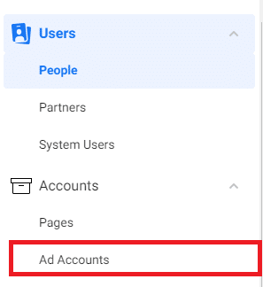 Facebook Ad Accounts in Facebook Business Settings