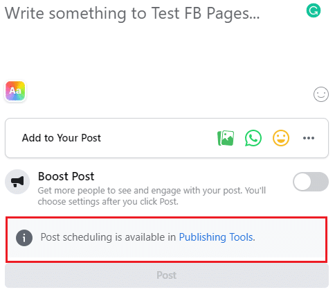 Facebook Publishing Tools from your Facebook post feature