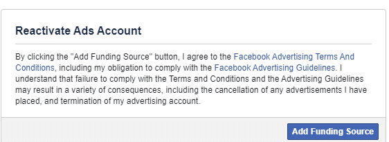 Reactivate Facebook Ad Account