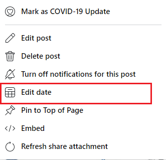 change publish date and time of a Facebook post