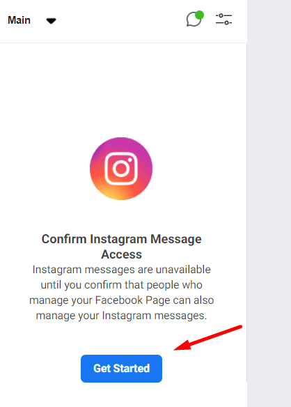 Confirm Instagram Message Access from Facebook page