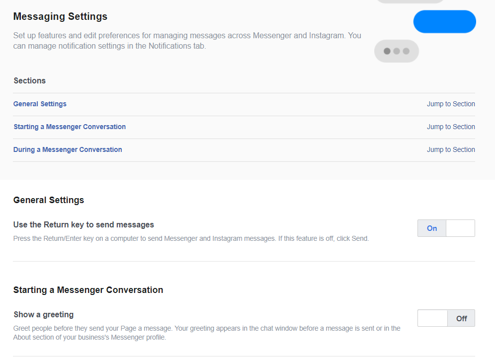 Facebook Page Messaging Settings
