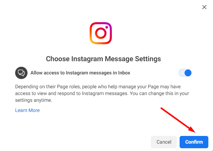 Instagram Direct messages from Facebook page