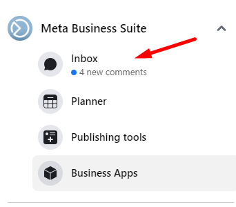 Meta Business Suite - Inbox of Facebook page