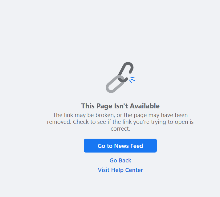 Facebook page isn't available