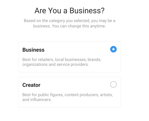 Instagram business vs creator account