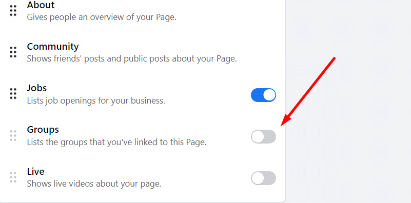 enable Facebook group tab on a Facebook page