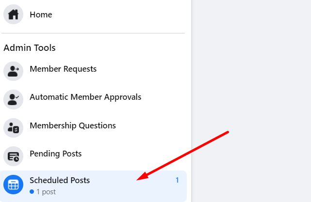 scheduled facebook posts in a Facebook group