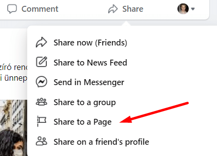 share Facebook post to a Facebook page