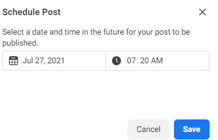 specify scheduled Instagram post on Facebook Publishing Tools