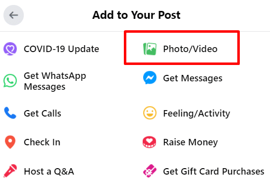 upload video or photo to Facebook post