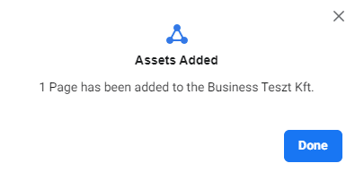 Facebook Business assets added to partner