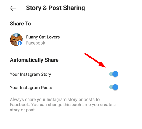 automatically share Instagram stories to Facebook stories