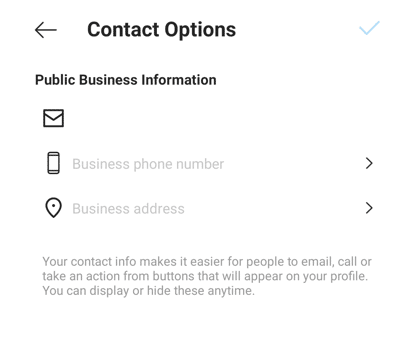 contact options on instagram