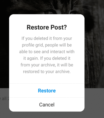 restore an Instagram post