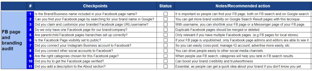 Facebook Page Optimization Checklist [Free Download]