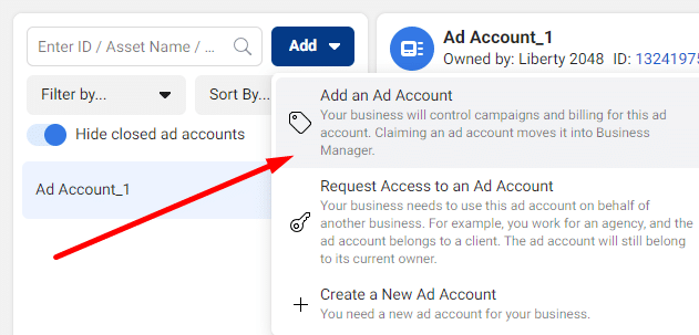 add ad account to Facebook Business Manager