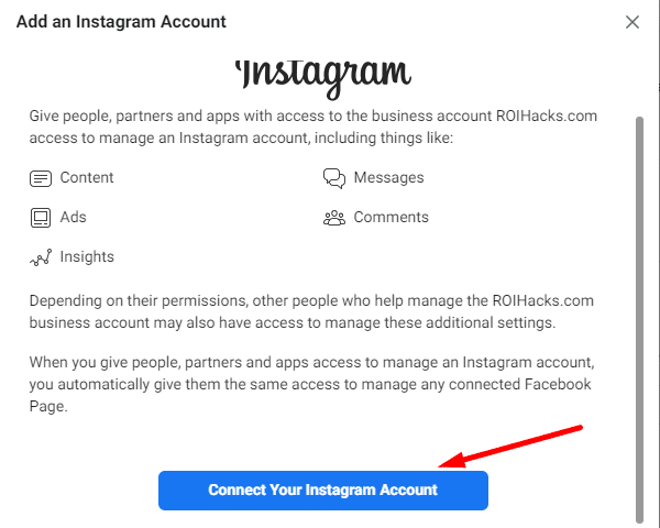 connect Instagram account to Business Manager