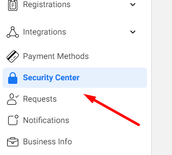 Security center in Facebook Business Manager