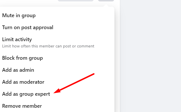 add someone as Facebook group expert