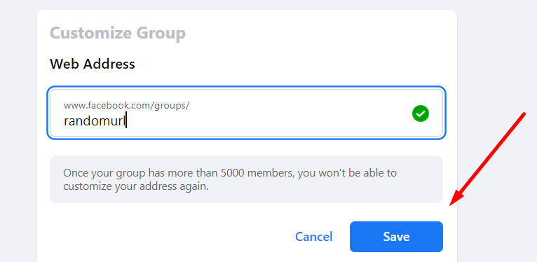 change Facebook group URL - specify customized Facebook group web address
