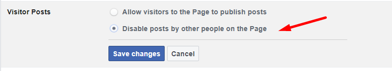 disable posts by other people on the Facebook page
