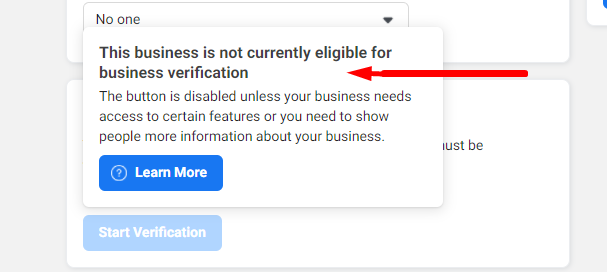 can't verify business - facebook business verification not available
