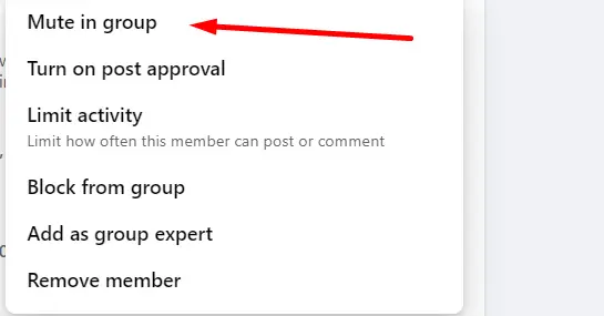 mute Facebook group member