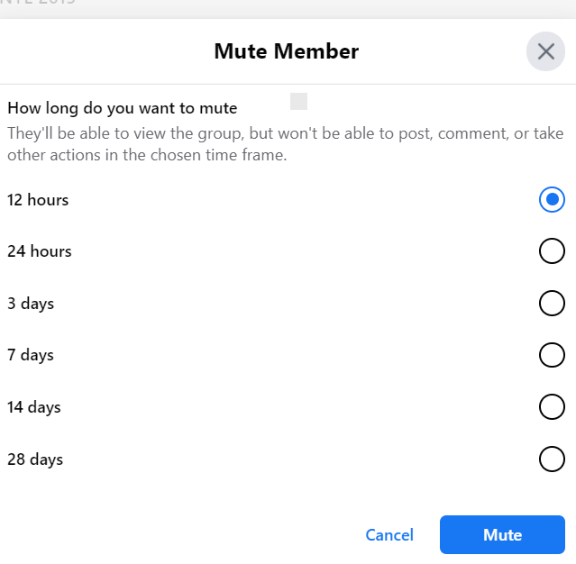 specify Facebook group mute length