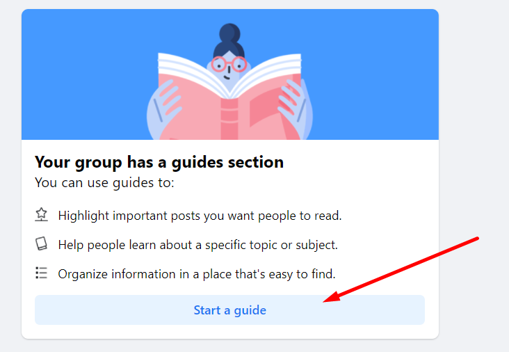 start a guide in a Facebook group