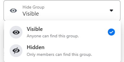 visible vs hidden private Facebook group