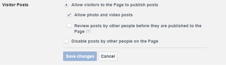 who can post on my Facebook page - Visitor posts settings
