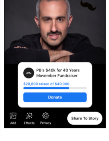 Facebook Story fundraiser sticker