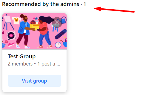 Facebook group recommended by admin