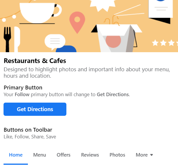 Restaurant and café Facebook page template