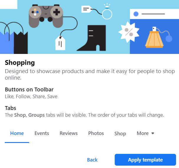 Shopping Facebook page template
