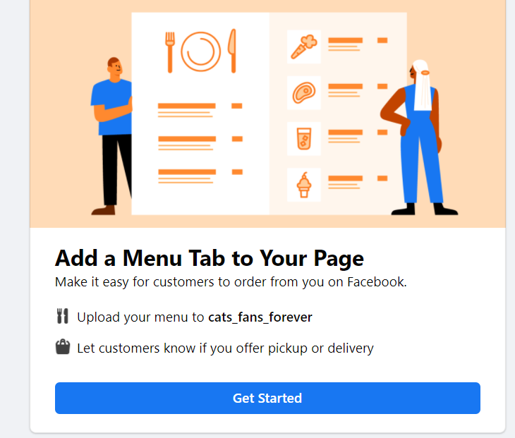 add a menu tab to Facebook page
