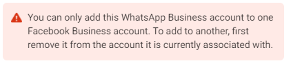 can't add WhatsApp Business account to facebook business manager